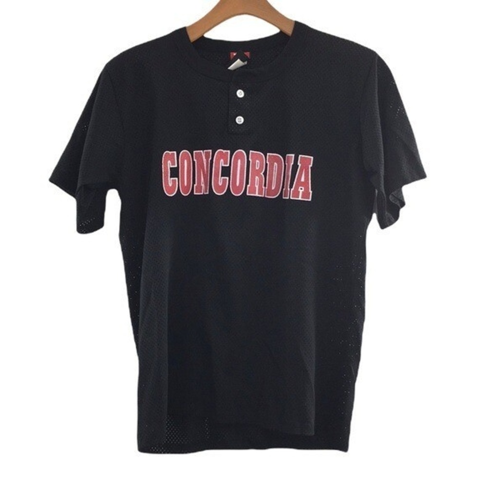 Wilson VTG Black Concordia Jersey Shirt Mens Large  NCAA Basketball Henley Shirt